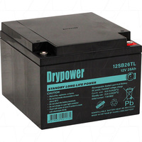 Drypower 12SB26TL 12V 26Ah Long Life Standby SLA AGM Battery 6-9 Year DesignLife