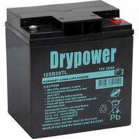 Drypower 12SB28TL 12V 28Ah Long Life Standby SLA AGM Battery 6-9 Year DesignLife