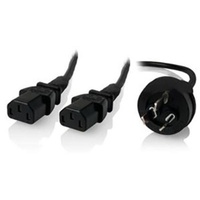 ALOGIC 2m Aus 3 Mains Plug to 2 X IEC C13 Y Splitter Cable Male to 2 X Female Cable Electrical Safety Authority Approved