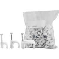 15Mm Cable Clip Suit Siamese Rg6Quad Cable White 100Pack