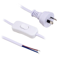 DOSS Inline Switch 2 Core Mains Lead to Bare Ends 2.3m White 