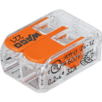 WAGO 221-412 Lever Nuts Compact Splicing Connector 24-12 AWG 32A Terminal 2 Pole