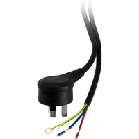 DOSS 7.5A 3 Core Mains 3 Pin Right Angle Plug  Bare Wire Power Lead  2m Black