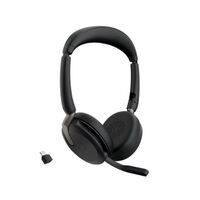 Jabra Evolve2 65 Flex MS Teams, Stereo Bluetooth Headset, Link380c USB-C Dongle, Foldable Design, 2Yr Warranty ANC, 20 hours battery life, 30m Range