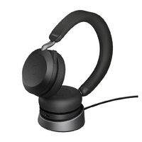 Jabra Evolve2 75 USB-C Link380a UC Stereo Stand Black, 8-Mic Technology, 36 Hours Battery & Fast Charge, Dual-Foam Tech, Discreet Hide-Away Boom Arm