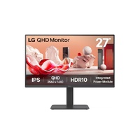 LG 27' QHD IPS 75Hz Monitor, 2560x1440, HDR10, sRGB 99%, Integrated power Module, Flicker Safe, Reader Safe, Versatile Stand Tilt/Height/Swive/Pivot