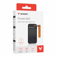 Verbatim 1TB Pocket SSD USB 3.2 Gen 2 1TB Black Orange Convenient Keyring cable holder. Compact, Rugged. Ultra Lightweight Performance 58g Portable B
