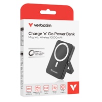 Verbatim Power Bank Magnetic Wireless 10,000mAh with Stand - Black
