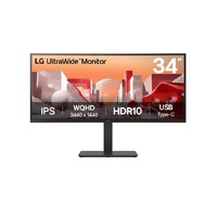 LG 34' UltraWide QHD Curved IPS 60Hz Monitor, 3440x1440, sRGB 99%, HDR10, Built-in power&Speakers, USB-C 90W PD, RJ45, Adj. Stand Tilt/Height/Swivel