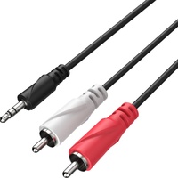 1mtr 3.5mm Male to 2 x RCA Male Audio Cable