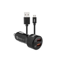 3sixT 5.4A 1m Cable Extra Fast Charging USB-A to Micro USB Car Charger Black