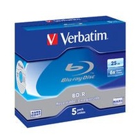Verbatim 43715 BD-R 25GB 6X 5 Pack, Jewel Case