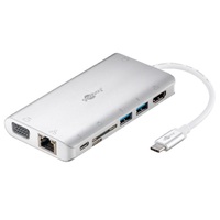 Goobay USB-C ADAP/HDMI+2xUSB3.0+CR+C+RJ45+VGA SILVER