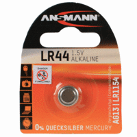 Ansmann LR44 1.5V 140mAh Alkaline Battery Replaces 157 A76 AG13 G13A GPA76 KA76 