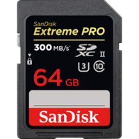 SanDisk Extreme Pro SDXC, SDXPK 64GB, U3, C10, UHS-II, 300MB/s R, 260MB/s W, 4x6, Lifetime Limited