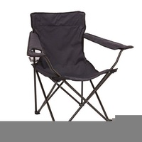 Basic Quad Fold Camp Chair Steel Frame with Drink Holder 100kg Weight Capacity