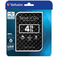 Verbatim 4TB 2.5' USB 3.0 Black Store'n'Go HDD Grid Design.