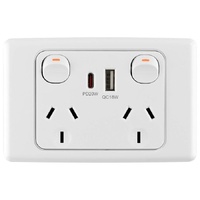 6000 Double Power Point With USB A+C PD20W Fast Charging Outlet White