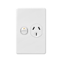 X6 White Single Vertical Power Point Flush Clip-On Cover 10A
