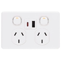 X6 Double Power Point with USB A+C PD20W Fast Charging Outlet White