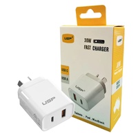 USP 30W Dual Port Fast Wall Charger - White, 1xUSB-C(30W PD), 1xUSB-A(18W QC 3.0), Compact and Lightweight, 5 Years Warranty
