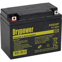 Drypower 6SB20P Sealed Lead Acid Battery 6V 20Ah Main Power Cyclic Use