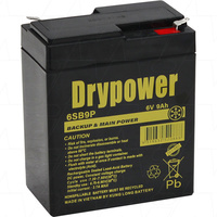Drypower 6SB9P Sealed Lead Acid Battery 6V 9Ah Backup and Main Power Cyclic Use