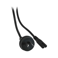 DOSS Twin black cable with 2 pin plug Socket 0.5m 240v AC Mains Figure8 IEC-C7  