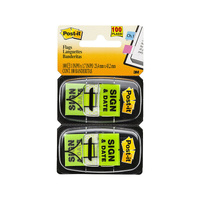 Post-It Sign & Date Flags Bright Green 25 x 43mm 2-Pack - Box of 6