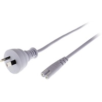 Doss 2m 240V AC IEC-C7 Round FIG8 2 Pin Power Cord Plug with Socket White