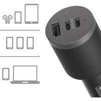 OtterBox 72W USB-C Triple Port Premium Pro Fast Car Charger - Black (78-80899),1x USB-A (12W), 2x USB-C (30W),Fast-Charging for Samsung & iPhone