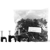 8mm Cable Clip To Suit RG6 Quad Coax  Round Black 100Pack Molded Plastic Body
