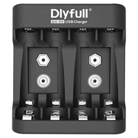 DLYFULL A0290A Two 9V NiMh -NiCad or Four AA-AAA USB Battery Charger