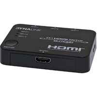 Dynalink 3 Way HDMI V2.0 4K Switcher with Remote Control 