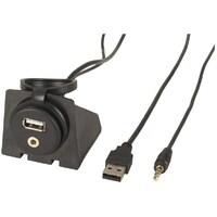 AUX and USB 3.5mm Extension Cable with Mount Through Hole moutnting method
