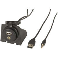 AUX and USB 3.5mm Extension Cable with Mount Through Hole moutnting method