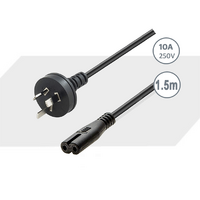 Sansai AC-7 1.5m Figure 8 Socket Power Lead AU NZ Plug Cable Code Black