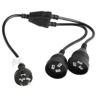 Prolink Power 2 AC Plug Split To 2x GPO Sockets Single Mains Outlets Black
