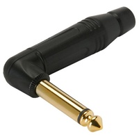 AMPHENOL Black Mono 6.35 Right Angle solder type Gold Plated Plug