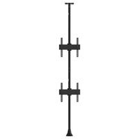 Atdec 1x2 floor-to-ceiling mount (two 0.48m rails, 3m pole). Max load per display: 50kg