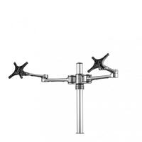 ATDEC Dual Monitor Swing Arms Mount on Post. Max load: 8kg (Flat), 5.5kg (curved). Up to 32&quot; screens. VESA 100x100. Polished Silver