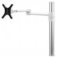 ATDEC Single Monitor Swing Arm on Post. Max load: 8kg (Flat), 5.5kg (curved). Up to 32&quot; screens. VESA 100x100. White
