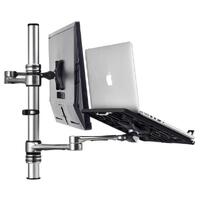 ATDEC Notebook-Monitor Combo Mount on Post. Max load: 8kg (Flat), 5.5kg (curved). Up to 32&quot; screens. Up to 18&quot; notebooks (8kg). VESA 100x100