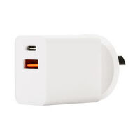 Aerpro 240V 30W PD USB 2 Port Smartphone & Tablet Wall Socket Charger White
