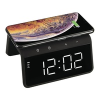 LED Clock with Light Wireless QI Charger 8 Colour Night Light Twin Alarm