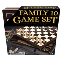 Classic Wooden 10 Game Set in Cabinet 