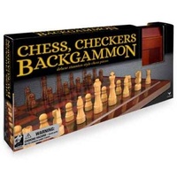 Cardinal Classic Games Deluxe Backgammon wood cabinet Chess & Checkers