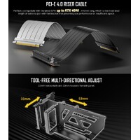 Antec Adjustable Vertical GPU Bracket and PCI-E 4.0 Riser Cable Kit (190mm) White x16 Speed, Gold Plated extreme stability & performance. 4090, 7900xt