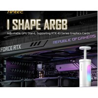 Antec I Shape ARGB White GPU Bracket, L100,  Solid Construction for large GPU - 3-Pin Daisy Cable - Stable Ruibber Pad top. Magnetic Non-Slip Base.