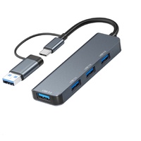 Astrotek 4 Port High speed USB3.0 HUB U-Disk USB-A Keyboard Mouse Gamepad with USB A adapter Compatible with both USB A and USB C